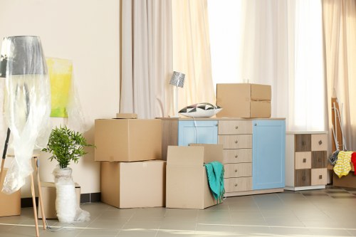 Moving truck parked for a home relocation in Highbury