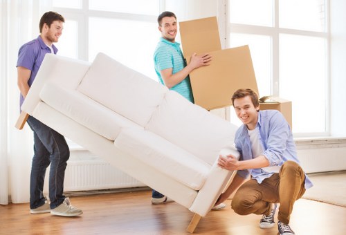 Packed moving boxes prepared for house removals in Highbury